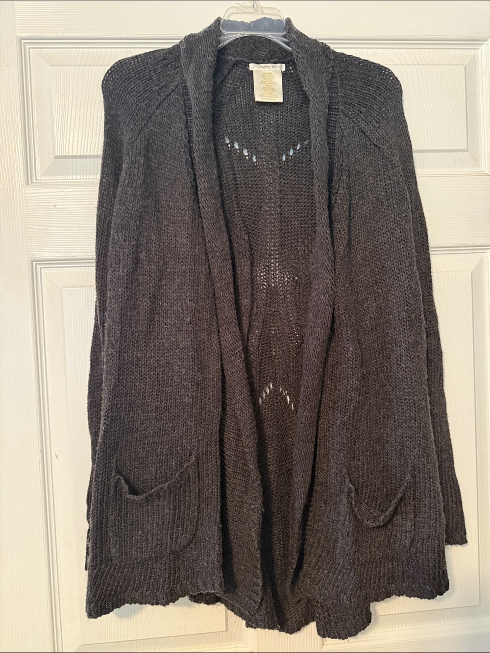 Matty M Dark Gray Open-Front Women's Cardigan